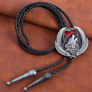 Howling Wolf Vintage Native American Western Bolo Tie